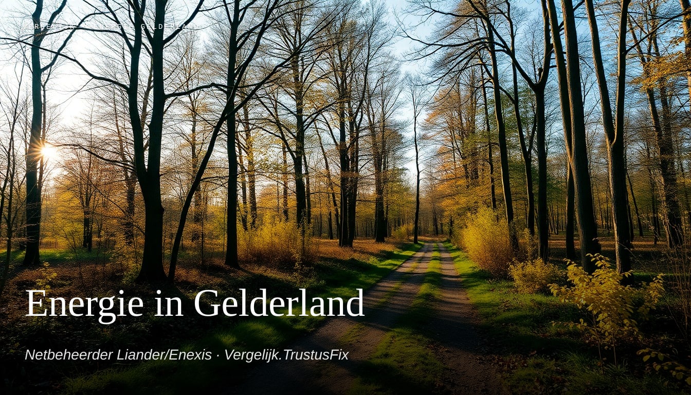 Energie vergelijken in Gelderland — landschapsfoto met netbeheerder Liander/Enexis als context