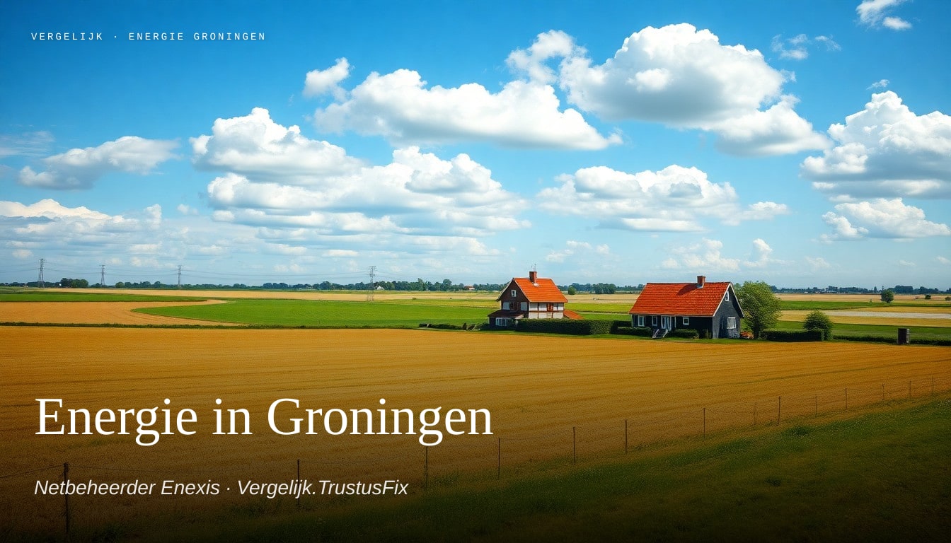 Energie vergelijken in Groningen — landschapsfoto met netbeheerder Enexis als context